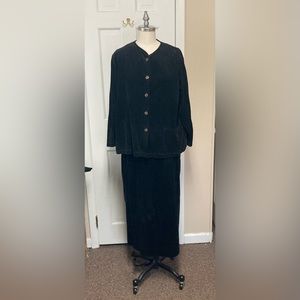 Black Corduroy Suit - Jacket & Skirt by Timbuktu- Sz 1- Sm/ M